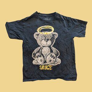 Popular Poison “Savage Bear” Gold Foil Graphic Tee — Tag Large — Black